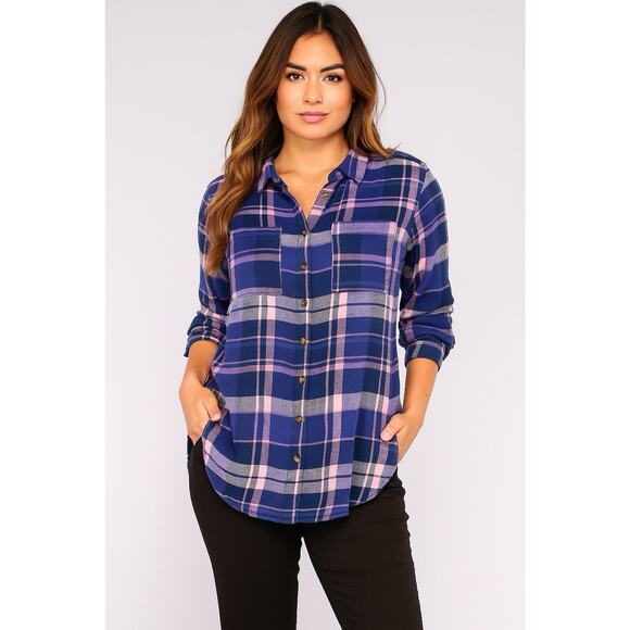 Anthropologie Pilcro Women’s M Button Down Bohemian Plaid Buffalo Top Blouse - Picture 1 of 9